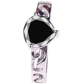   AAA GREAT BLACK ROSE CUT DIAMOND SOLITAIRE .925 SILVER RING( see video