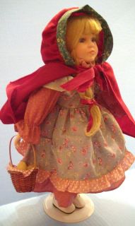Sweet 16 Porcelain Girl Doll Dressed as Little Red Riding Hood With 