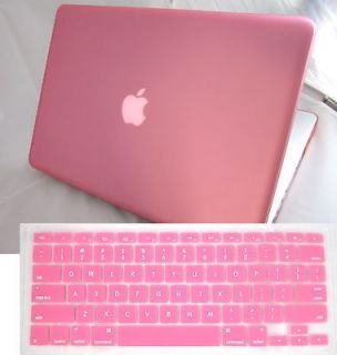   Pink Rubberized Hard Case for Apple Macbook Pro 13.3+Keyboard Cover