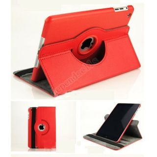 Red 360 degree rotation Leather Stand Case Cover for Apple iPad mini 