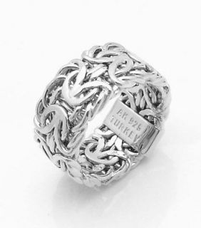 Platinum Clad Sterling Silver Bold Byzantine Band Ring