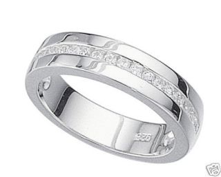   SILVER LAB DIAMOND WEDDING BAND/ETERNITY/​THUMB RING LADY WOMEN SZ 9