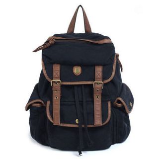   black Womans Canvas Backpacks Satchel Book Bags travelling hobo bag