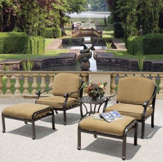   Outdoor Patio Pool Chairs Set of 2 with Ottoman & Table 