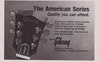 1983 GIBSON CHALLENGER CORVUS INVADER AMERICAN SERIES GUITAR PRINT AD