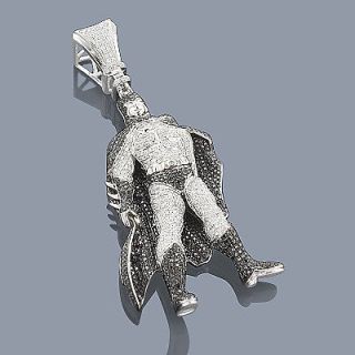 Batman Jewelry 10K White Black Diamond Pendant 4ct