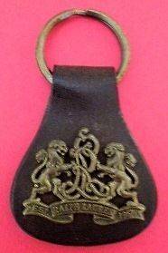   Ralph Lauren Leather Brass Logo Crest & Shield Medallion Key Chain