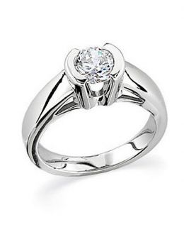   CT BRILLIANT ROUND CATHEDRAL HALF BEZEL SET ENGAGEMENT RING SOLID GOLD