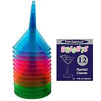 New Years Eve Party Supplies NEON PLASTIC MARTINI CUPS GLASSES   NEW
