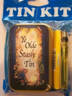   hinged ye olde stash tobacco tin with free lighter & rolling papers