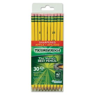Ticonderoga Pre Sharpened Pencil, #2, Yellow Barrel, 30/Pack