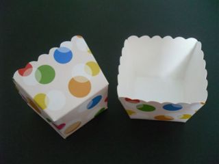   Rainbow Polka Dots Paper Square Baking Cakecups Cups High Quality