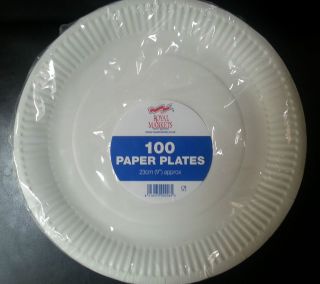 23cm 9inch White Disposable Paper Party Plates For Catering, BBQs 