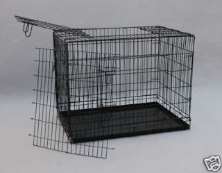 New 42 3 Doors Wire Folding Dog Crate Cage Kennel w/METAL PAN NO 