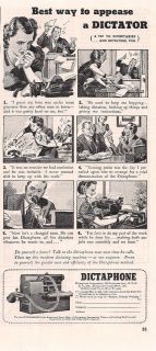 1939 VINTAGE DICTAPHONE CORPORATION BEST WAY TO APPEASE PRINT AD