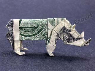 Dollar Bill Origami RHINOCEROS   Great Gift Idea Rhino Animal Made of 