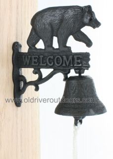 Rustic Black Bear Cast Iron Bell   Door / Dinner / Welcome / Cabin   3 