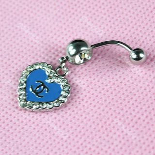   Heart Crystal Stainless Steel Belly Button Ring Body Piercing Jewelry
