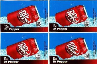 Dr Pepper 4 Medium 12 oz Can Vending Machine Soda Flavor Labels