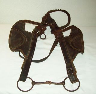 VINTAGE SET MULE OR HORSE BLINDERS,HEAD STALL AND OLD BITS