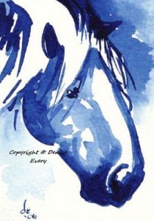 Belgian Draft Heavy Harness Horse in Blue Shades Abstract Equine Art 
