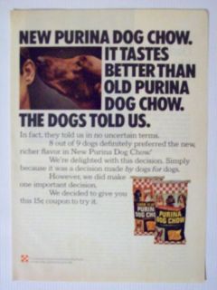 1974 Purina Dog Chow Dry Dog Food Magazine Print Advertisement Page