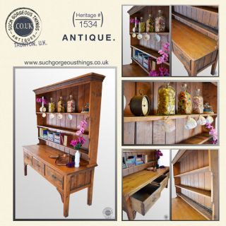 Antique Victorian Pine Dresser Welsh Country Kitchen Cabinet c1900