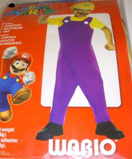 Super Mario Wario Jumpsuit Costume Dress up Child L 10 12 NIP