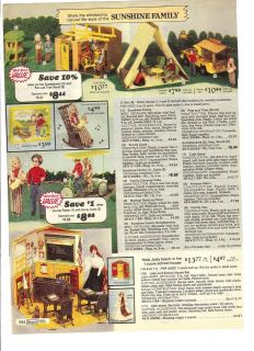   Mattel The Sunshine Family Dolls & Accessories Catalog Ad Page~70s