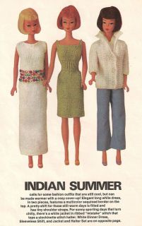 Vintage Barbie & Ken Clothes Knitting Pattern Fun Fall Outfits Indian 