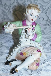   Victorian Man with Flute Halsey Import co Porcelain Figurine 5 Tall