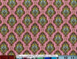 Kaufman Fabric ~ 5yds Pink Green Double Happiness Moroccan