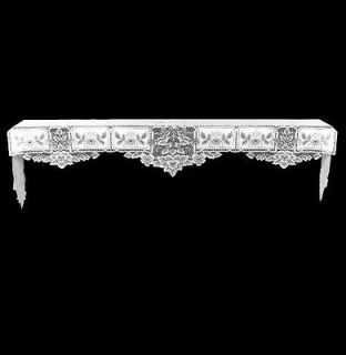 HEIRLOOM MANTLE SCARF   20 X 91   NEW   WHITE HERITAGE LACE 