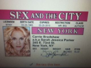   SEX and the CITY Carrie Bradshaw Sarah Jessica Parker Drivers License