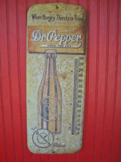 1940s Vintage Dr. Pepper Soda Metal Thermometer 26