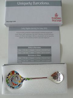 Emirates airline Dubai to Barcelona crossover Barcino silver Spoon X 