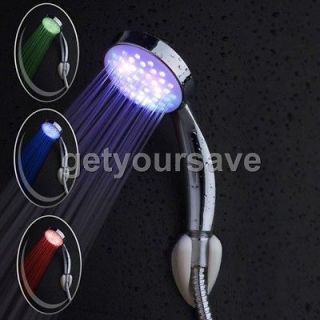   Senor Control 3 Colors LED Light Bathroom Water Shower Head