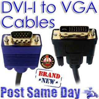 DVI I to VGA Male Video Converter HD Cable Laptop PC Monitor TV 1M 2M 