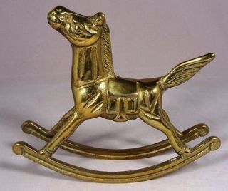 Vintage 4 x 5.5 Solid Brass Rocking Horse With Saddle Figure Statue