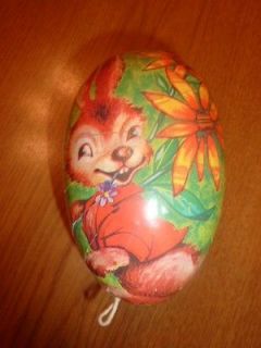 Vintage Papier Paper Mache Easter Egg Candy Container German Bunny 