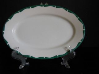 Sterling Vitrified China Green Airbrushed Small Oval Platter ~ USA