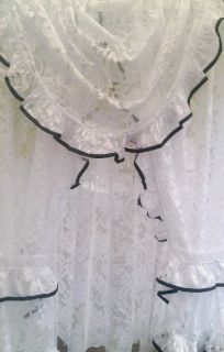 ROSE WHITE/BLACK EDGE SWAG ATTACHED LACE PELMET SET 48 +NEW STYLE 