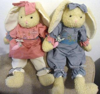 ABC Distributing Inc., Boy and Girl Rabbit Plush 12, used good 