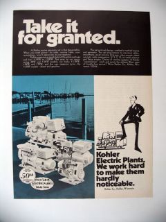 Kohler Electric Plants Marine Generator 1970 print Ad