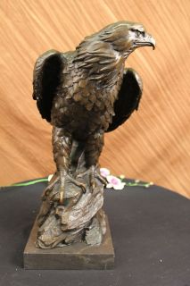 BRONZE Eagle Hawk Falcon Osprey Garden Park Zoo Statue Marble Base 