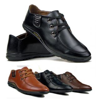 New Mens Leather Lace Up Business Shoes Casual Sneakers Driving Flats 