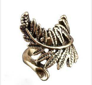  Coolest punk style retro fashion Vintage leaf Cheap Band ring Jewrlry