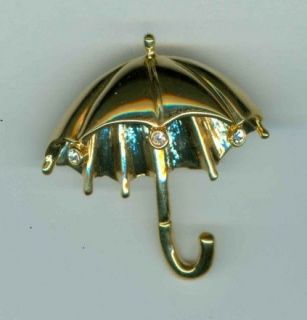 Vintage 3 D Umbrella with Rhinestone Brooch / Pin