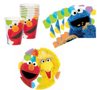 Sesame Street Birthday Party Supplies Plates Napkins & Cups Set for 8 