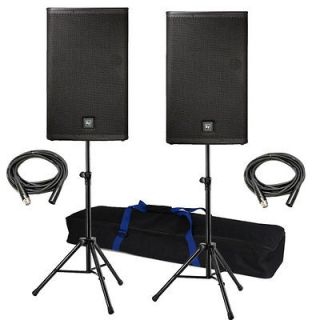 Electro Voice ELX115P 15 Powered PA Speaker Pair w/ Stands + XLR 
